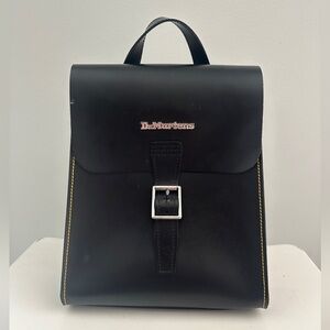 Dr. Martens Leather Mini Backpack with chrome and yellow stitching